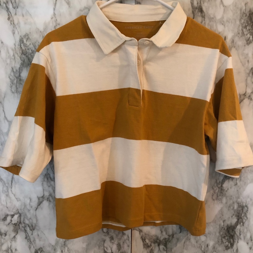 american eagle striped button up short sleeve